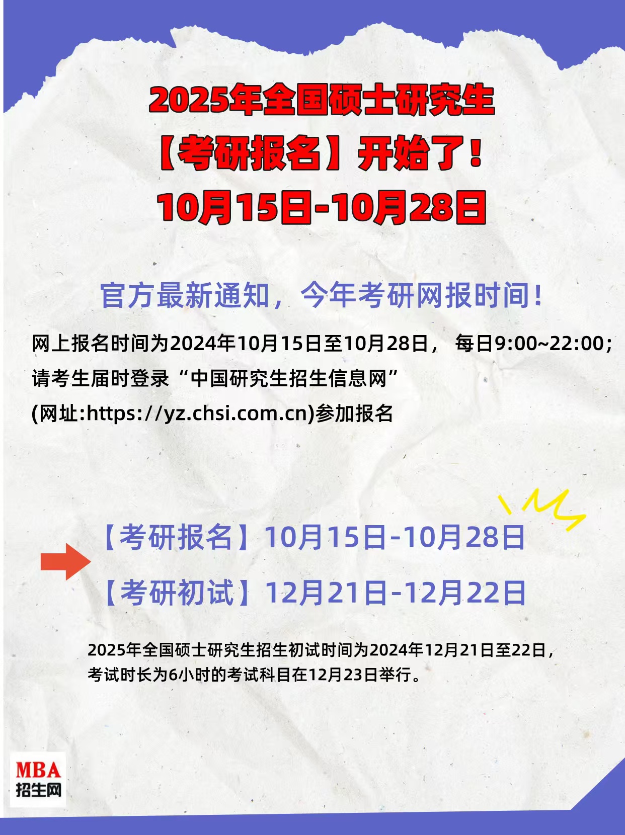 同學(xué)們注意了?  2025年全國(guó)研究生考研報(bào)名開(kāi)始了